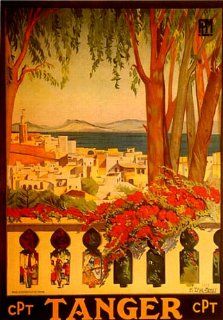 Tanger, Tangier, city in Morocco on the Strait of Gibraltar Arab Arabic Travel Tourism 12" X 16" Image Size Vintage Poster Reproduction, We Have Other Sizes Available on    Prints