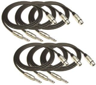 6' FT 1/4" TS TO XLR FEMALE MICROPHONE PATCH CABLE SNAKE CORDS 2M MP482   6 PACK Electronics