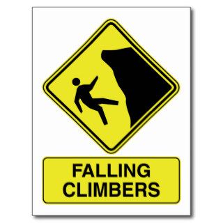 Falling Climbers ~  Rock Climbing Sign Post Cards