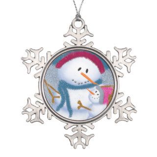 The SnowMomma And SnowGirl~Pewter Ornament