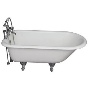 Barclay Products 5 ft. Cast Iron Roll Top Bathtub Kit in White with Polished Chrome Accessories TKCTR7H60 CP1