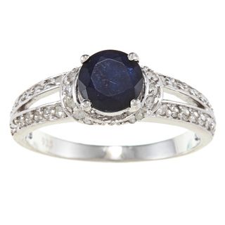 Viducci Sterling Silver Sapphire and 2/5ct TDW Diamond Ring (G H, I1 I2) Viducci Gemstone Rings