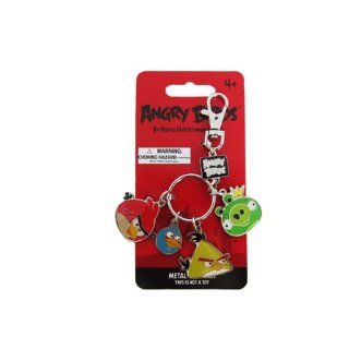 Metal Charm Keychain With Classic Angry Birds Characters   Red Bird, Blue Bird, Yellow Bird, and King Pig Automotive