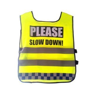 Hi Viz Reflective Vest Tabard with Polite Message and Police Reflective Tape. Running, Cycling, Walking, Horse Riding. EN 471 Compliant Materials. (S/M)  Sports Reflective Gear  Sports & Outdoors
