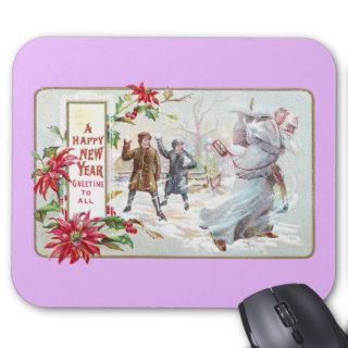 Father Time Pelted with Snowballs Mousepad