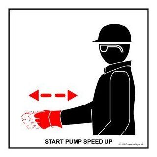 Start Pump Speed Up Label CRANE 486 Crane Hand Signals  Business And Store Signs 