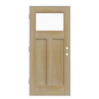 JELD WEN 1 Lite Craftsman Unfinished AuraLast Pine Solid Wood Entry Door with Primed White Jamb DISCONTINUED THDJW185300007