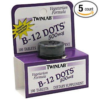 B 12 Dots,500 Mcg By Twinlab   100 Dot, Pack of 5