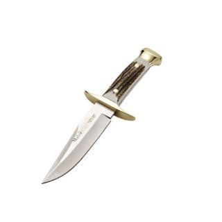 Muela Bowie Full Tang Fixed Blade Knife 10.06 Inch, Stag Handle with Brass Bolsters  Tactical Fixed Blade Knives  Sports & Outdoors