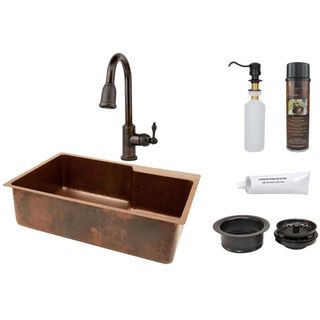 Premier Copper Products Sink with Pull Down Faucet Package Sink & Faucet Sets