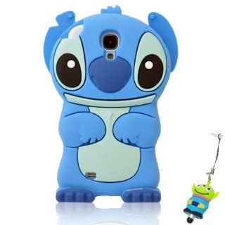 I Need Cartoon 3D Movable Blue Ears Stitch &Lilo Soft Silicon Cover Case for Samsung Galaxy S4 SIV i9500(Blue)With 3d Eyes Alien Styli Pen Cell Phones & Accessories