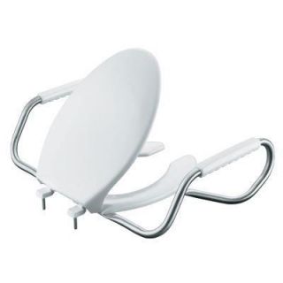 KOHLER Lustra Elongated, Open Front Toilet Seat with Anti Microbial Agent and Support Arms in White K 4654 A 0