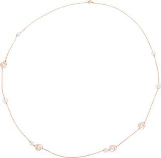 Jewelplus Freshwater Cultured Pearl Floral Design Necklace 14K Rose Necklace Jewelry