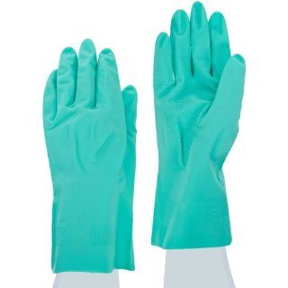 MAPA Stansolv A 487 Nitrile Lightweight Glove, Chemical Resistant, 0.012" Thickness, 12 1/2" Length, Size 8, Green (Bag of 12 Pairs)