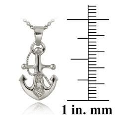 Icz Stonez Sterling Silver Cubic Zirconia Anchor Necklace ICZ Stonez Cubic Zirconia Necklaces