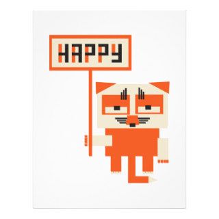 grumpy fox holding HAPPY sign Letterhead Design