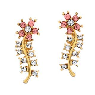 Neoglory Jewelry Red Tulip Flowers 14k Gold Plated Earings for Women Dangle Earrings Jewelry