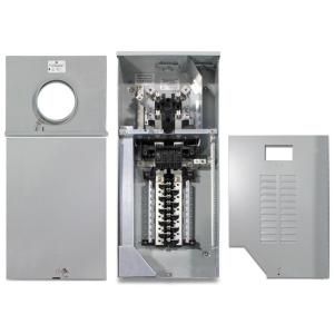 GE 150 Amp 8 Space 16 Circuit Outdoor Combination Main Breaker/Ringless Meter Socket Load Center TSMR815CSFLFMG