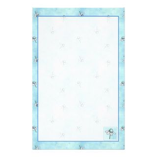 Chamomile Flower Stationery Paper Blue Watercolor