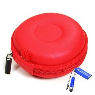 Bluecell Red Color PU Leather Earphone Hard Case/bag  Players & Accessories