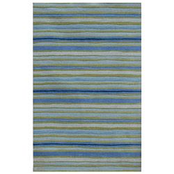 Hand tufted Blue Stripe Wool Rug (5 X 8)