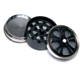2'' Metal Tobacco Herb Spice Alloy Spinning wheel Magnetic Grinder 3Pc   Black color  Spice Mills  