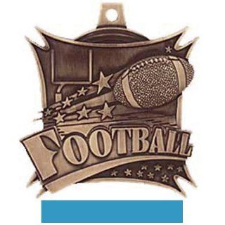 Hasty Awards 2.5 Xtreme Custom Football Medal M 701F BRONZE MEDAL/LT. BLUE RIBBON 2.5  Sporting Goods  Sports & Outdoors