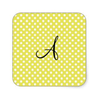 Polka dots yellow white monogram stickers