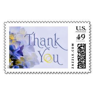 Blue Hydrangeas Thank You Rings, "Beginnings" Stamps