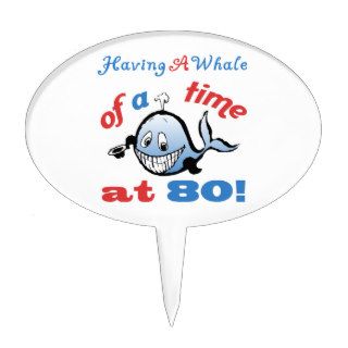 80th Birthday Humor (Whale) Cake Toppers