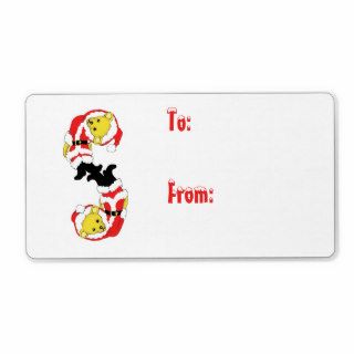 Your Name Here Custom Letter S Teddy Bear Santas Shipping Labels