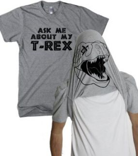 Youth Ask Me About My T Rex Shirt Funny T Shirt Flip Dino Tee For Kids (Gray) Clothing