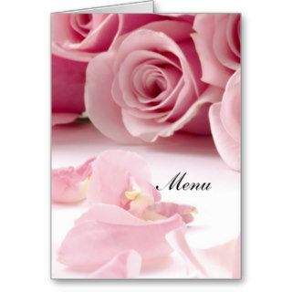 Most Popular Wedding Menu Pink Roses Greeting Cards