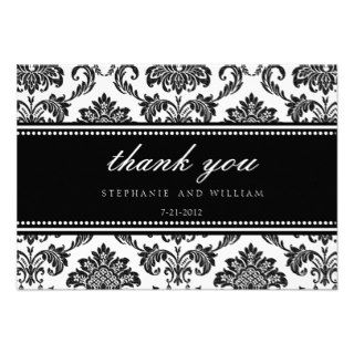 Black and White Damask Wedding Thank You Card Invitations