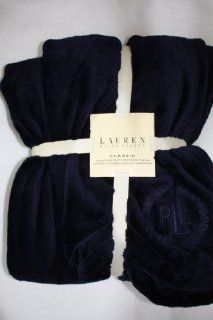 Lauren Ralph Lauren Classic Navy Micro Mink Throw Blanket 50"x70"   Navy Blue Throw Pillows