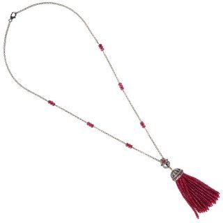 18kt Gold Diamond Pave Ruby Beads Tassel Y Necklace Silver Gemstone Jewelry Y Shaped Necklaces Jewelry