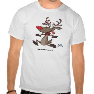 silly cute running rudolph reindeer t shirts