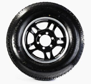 eCustomRim (2) Radial Trailer Tires & Rims ST225/75R15 225/75 15 6 Lug Aluminum Black Split Automotive