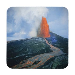 Lava fountain in Pu'u O'o Vent on Kilauea Volcano Beverage Coasters