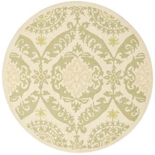 Hand hooked Chelsea Heritage Beige Wool Rug (3' Round) Safavieh Round/Oval/Square