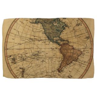 Antique William Faden 1786 Western Hemisphere Map Hand Towels