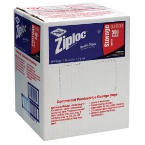 Ziploc Commercial Foodservice Storage Bags, 1 qt., 1.75 Mil, 7 in. x 8 in., Write On Panel, 500 Per Case DRK 94601