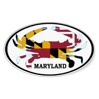 Maryland Crab Flag Oval Decal (set of 4) Oval Stickers