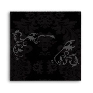 Gothic Black & Grey Damask Matching Envelopes B
