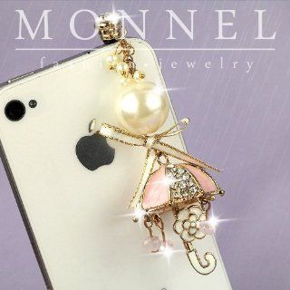 ip493 Cute Umbrella Crystal Dust Proof Phone Plug Cover Free Gift Box Charm Cell Phones & Accessories