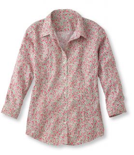 Wrinkle Resistant Pinpoint Oxford Shirt, Three Quarter Sleeve Floral