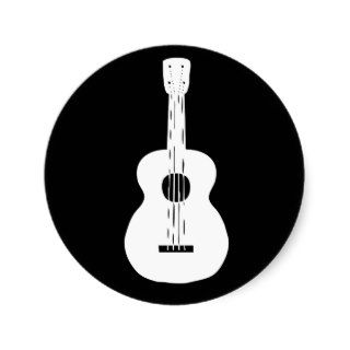 Guitar (Acoustic) Horizontal Round Stickers