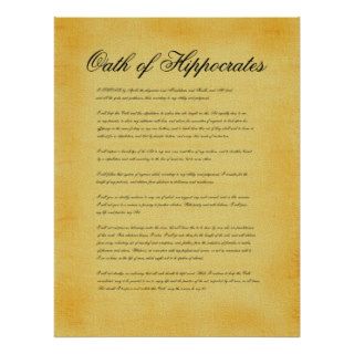 Oath of Hippocrates, canvas parchment look Print