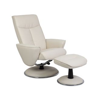 Comfort Snow Bonded Leather Recliner Chair And Ottoman Set