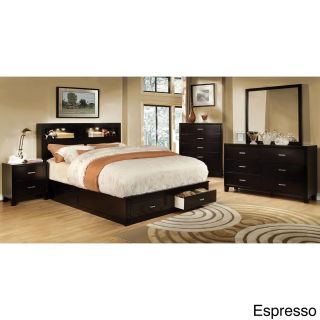Furniture Of America Cork Queen size Contemporary 4 piece Bedroom Set Espresso Size Queen